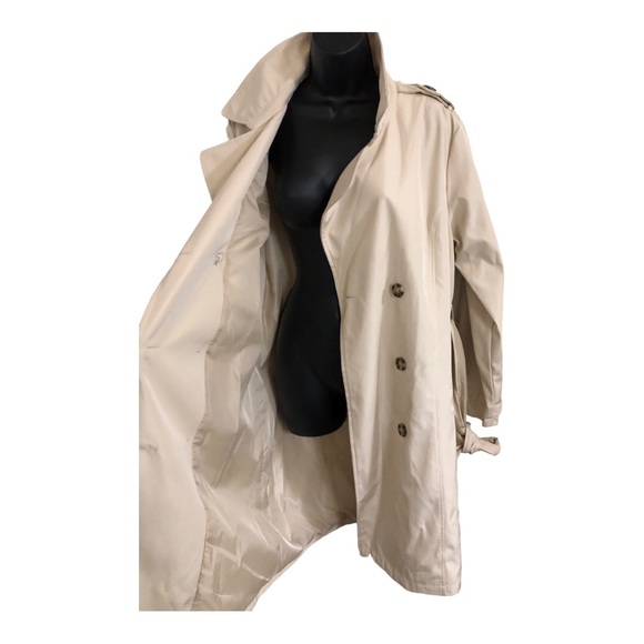 Stoosh Jackets & Blazers - Stoosh ecru classic timeless double breasted belted trenchcoat size large new